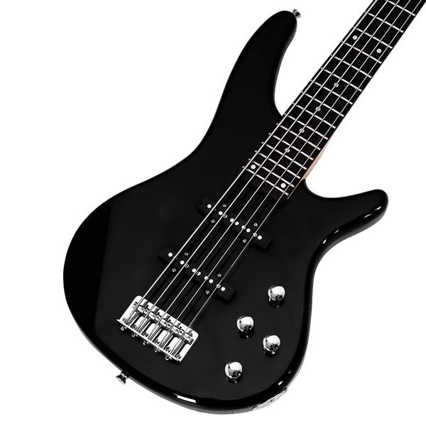 Glarry GIB 5-String Electric Bass Guitar With Accessories - Black
