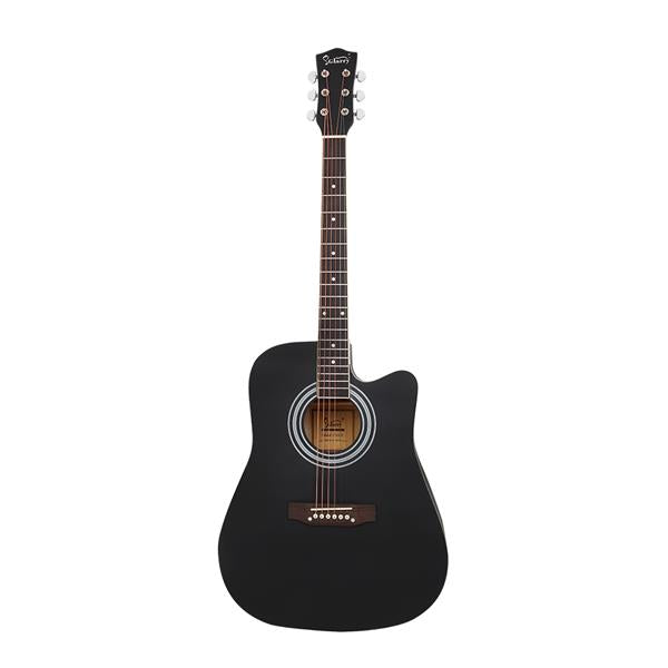 Glarry GT502 41-Inch Spruce-Top Folk Guitar with Accessories - Matte Black