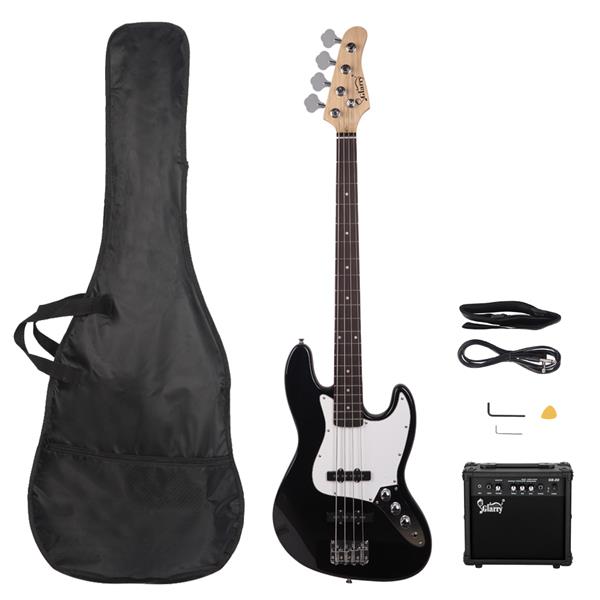 Glarry GJazz Bass With Bass Amplifier - Black