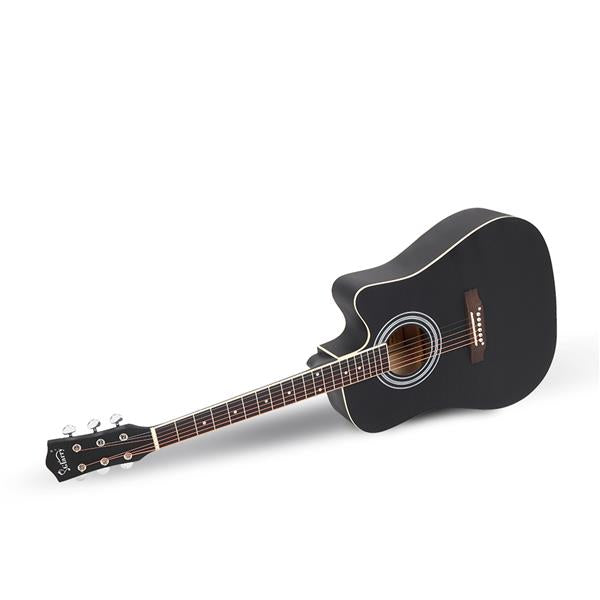 Glarry GT502 41-Inch Spruce-Top Folk Guitar with Accessories - Matte Black