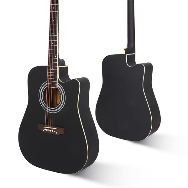 Glarry GT502 41-Inch Spruce-Top Folk Guitar with Accessories - Matte Black