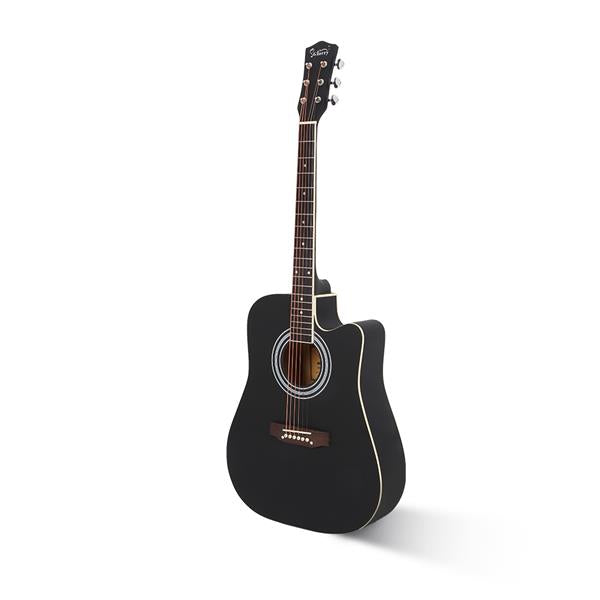 Glarry GT502 41-Inch Spruce-Top Folk Guitar with Accessories - Matte Black