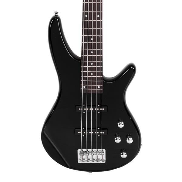 Glarry GIB 5-String Electric Bass Guitar With Accessories - Black