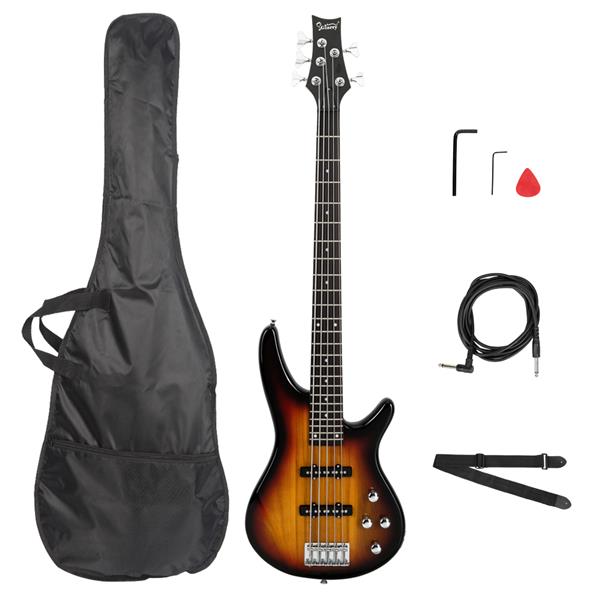 Glarry GIB 5-String Electric Bass Guitar With Accessories - Sunburst
