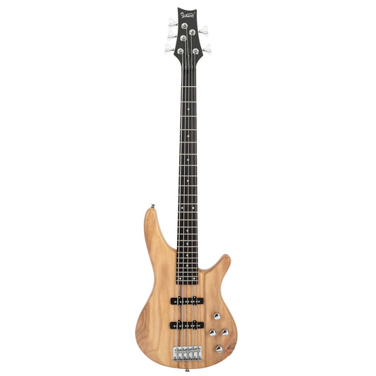Glarry GIB 5-String Electric Bass Guitar With Accessories - Natural