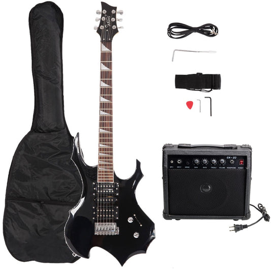 Glarry Flame Electric Guitar With 20W Guitar Amp - Black