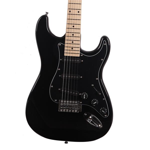 Glarry GST Electric Guitar With Accessories - Black