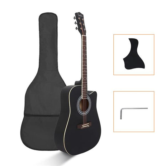 Glarry GT502 41-Inch Spruce-Top Folk Guitar with Accessories - Matte Black