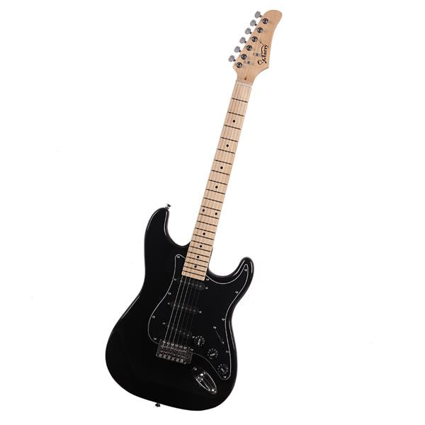 Glarry GST Electric Guitar With Guitar Amp - Black