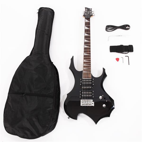 Glarry Flame Electric Guitar With 20W Guitar Amp - Black