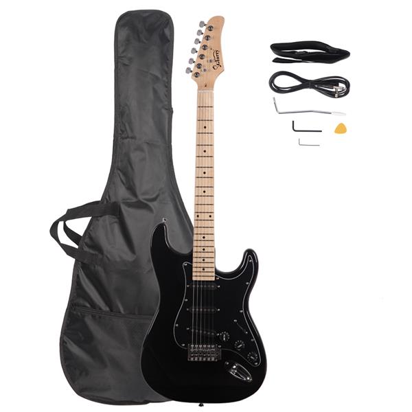 Glarry GST Electric Guitar With Accessories - Black