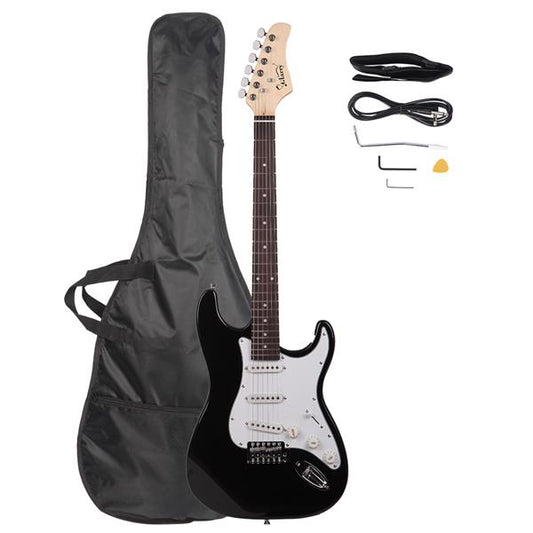 Glarry GST Electric Guitar With Accessories - Black